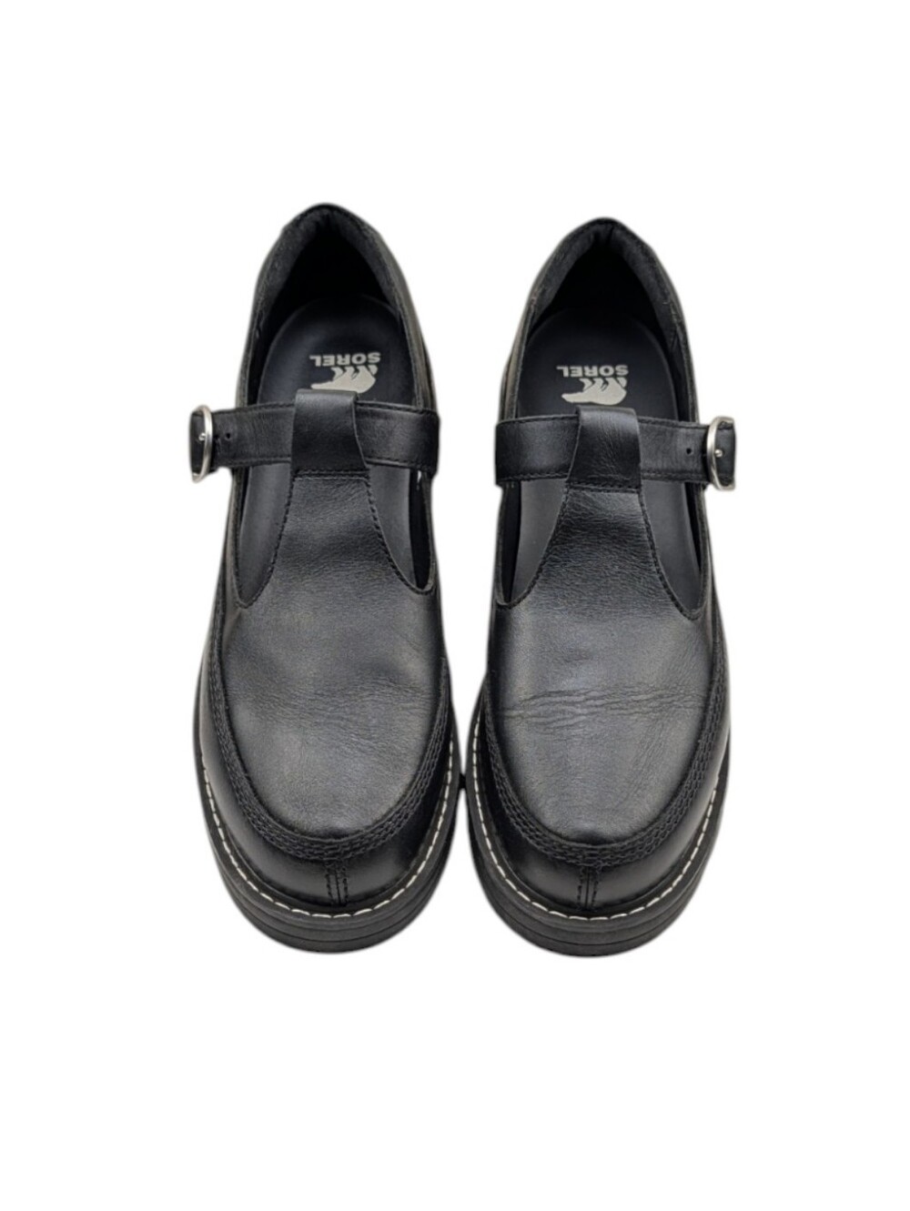Sorel Revel Ave Black Leather Mary Jane Lug Sole Shoes Women's Size 11 EUC - Picture 7 of 13